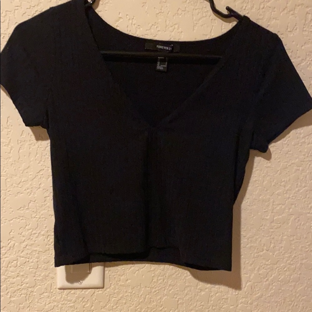 Forever 21 V neck ribbed tee